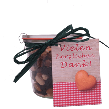 Geschenke-Glas Vielen Dank Nussmix 250g